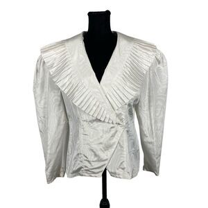 Madeleine Vintage 80s Pleated Baumwolle Cotton Blouse - Women’s 12